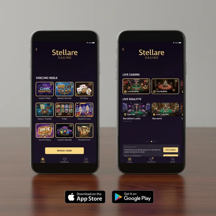 Stellare mobile interface — responsive display via mobile browser on smartphone